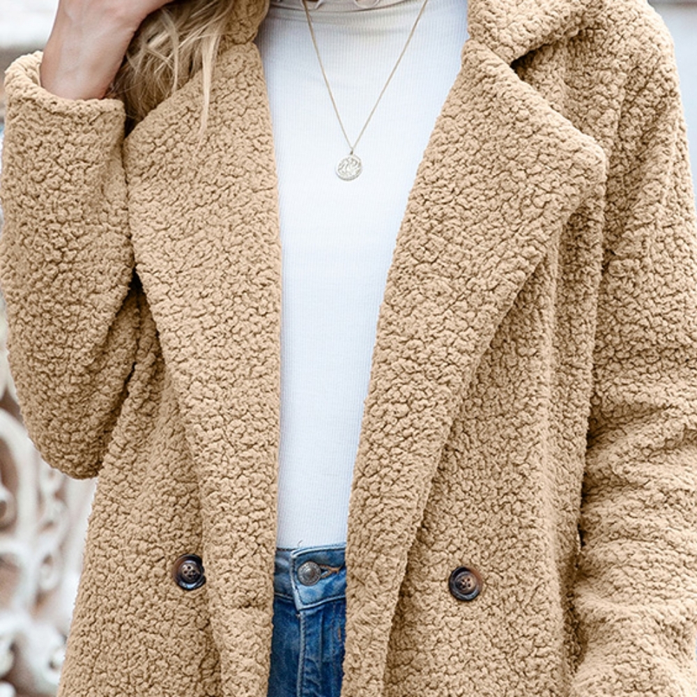Sherpa Fusion Double-Breasted Coat - Khaki - Picture 5 of 6